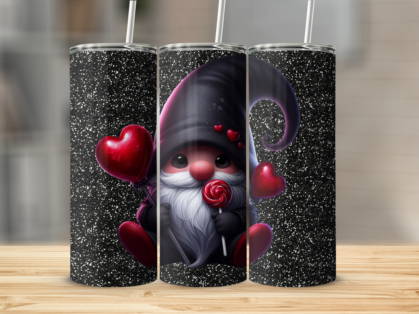 Cute Valentine Gnome With Hearts Design Tumbler