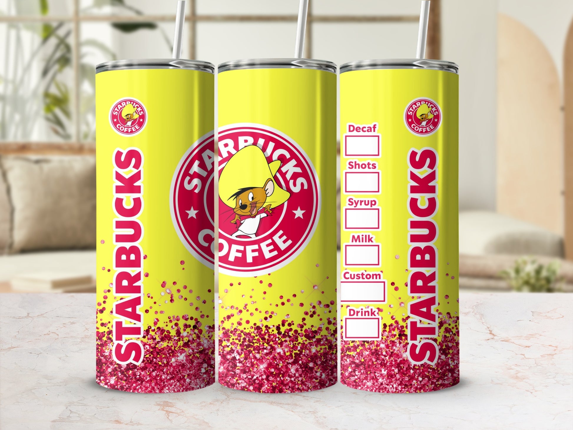 Vibrant Starbucks Custom Yellow Tumbler With Straw