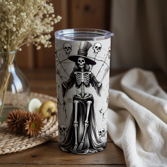 Gothic Skeleton Witch Design Tumbler for Halloween