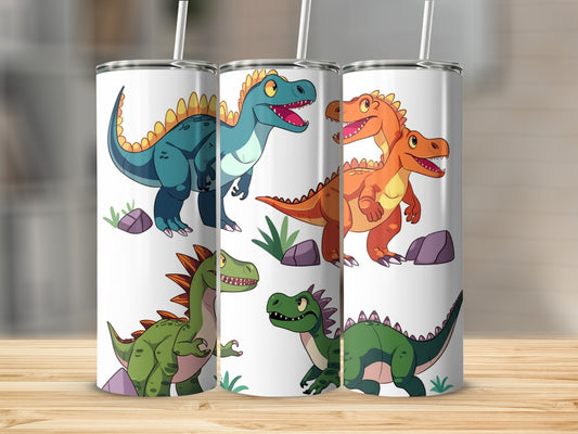 Colorful Cartoon Dinosaur Design Tumbler Cup Set