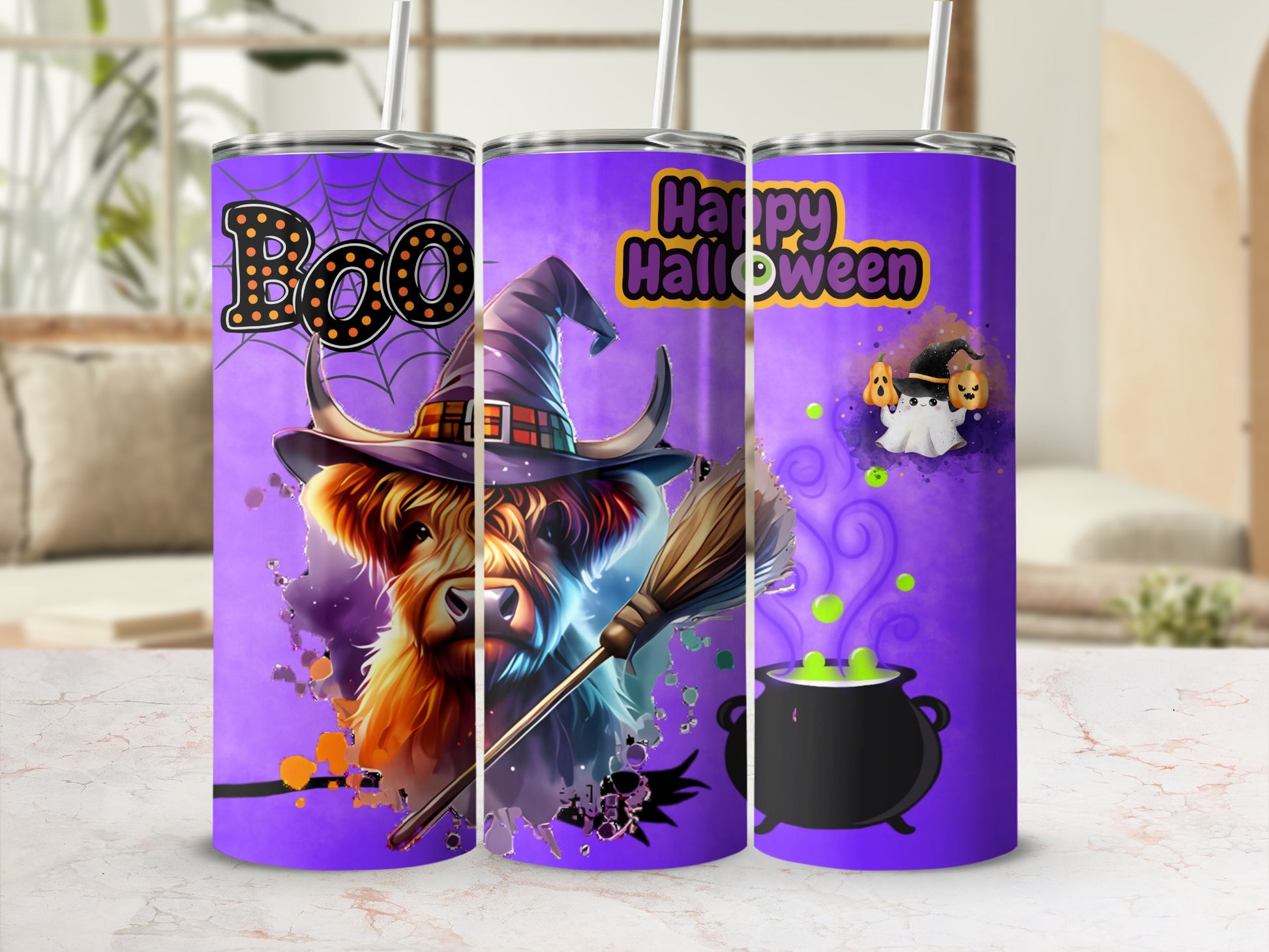 Witch Cow Boo Happy Halloween Tumbler