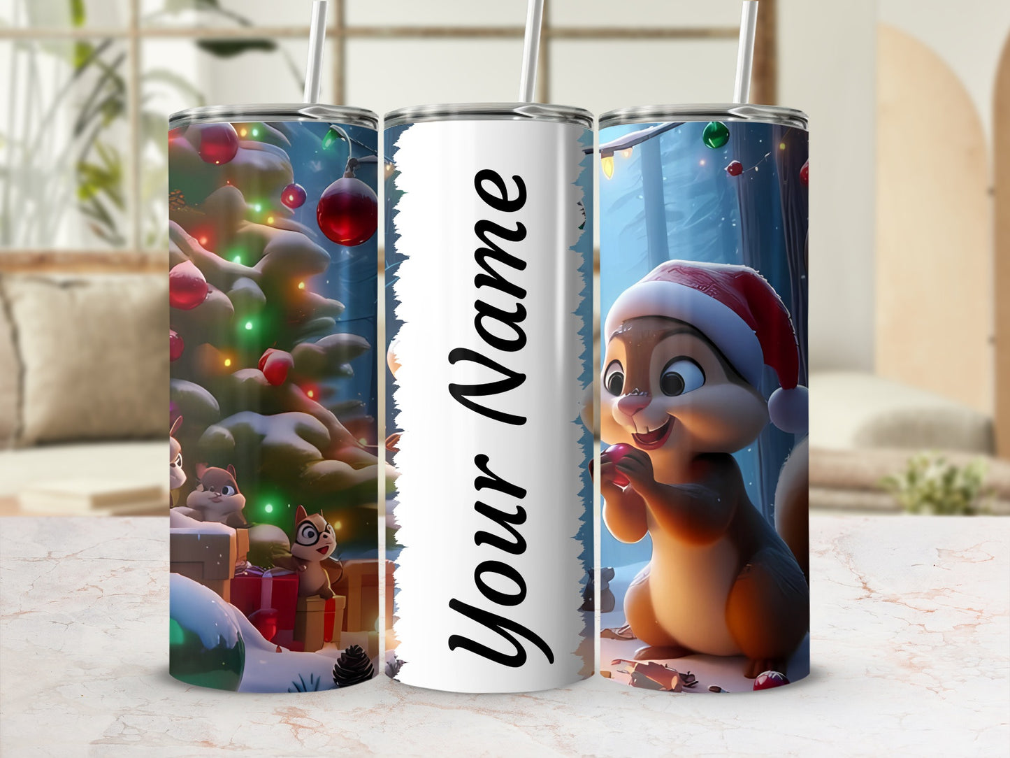 Customized Festive Holiday Scene Tumbler Cup