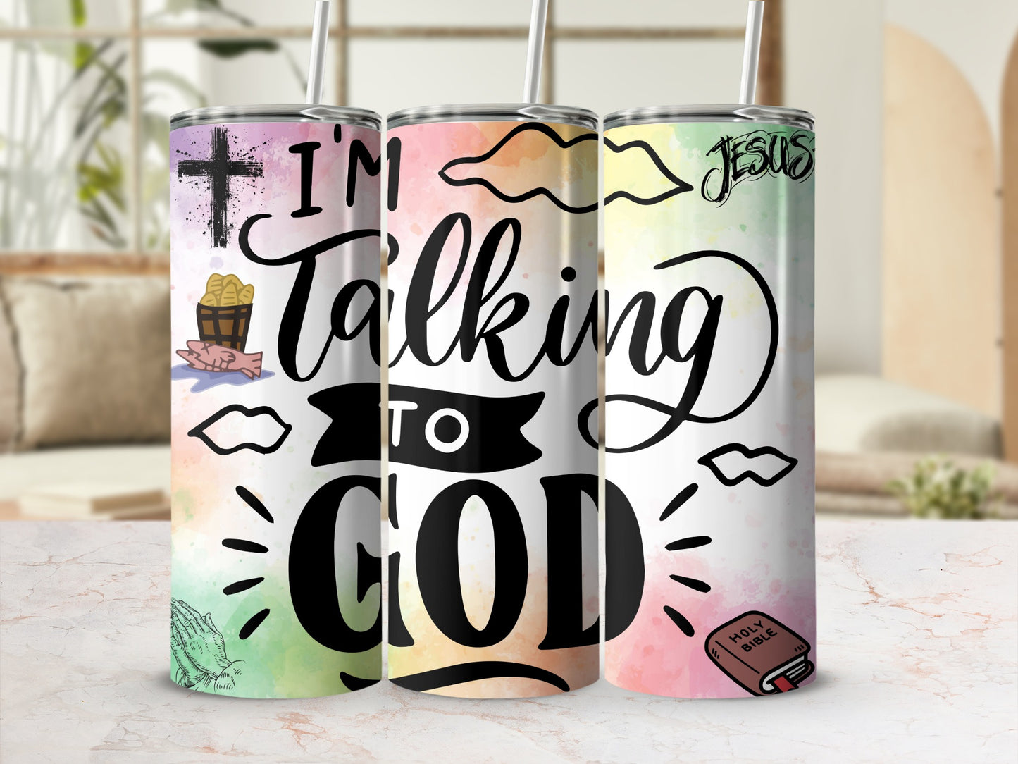 I'm Talking to God Inspirational Graphic Tumbler