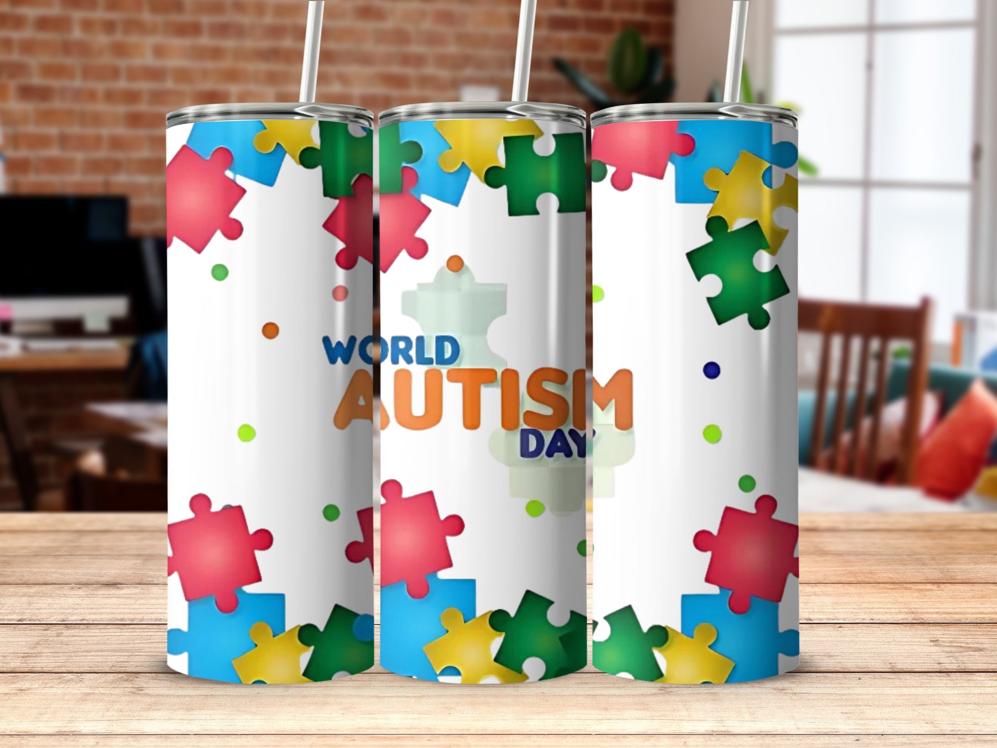 World Autism Day Puzzle Pieces Tumbler