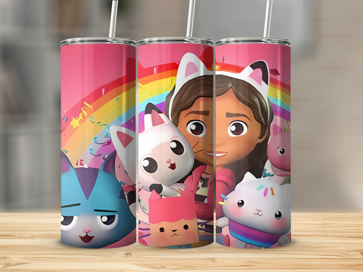 Colorful Cartoon Characters with Rainbow Tumbler Product