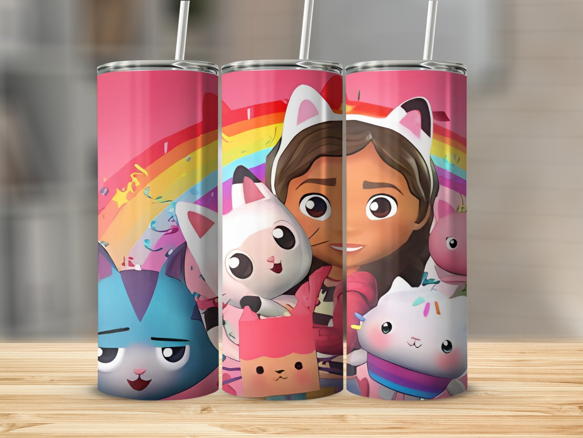 Colorful Cartoon Characters with Rainbow Tumbler Product