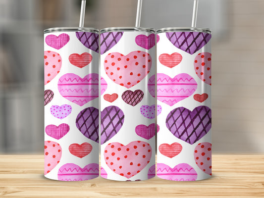 Vibrant Heart Patterned Drinkware Valentine's Gift