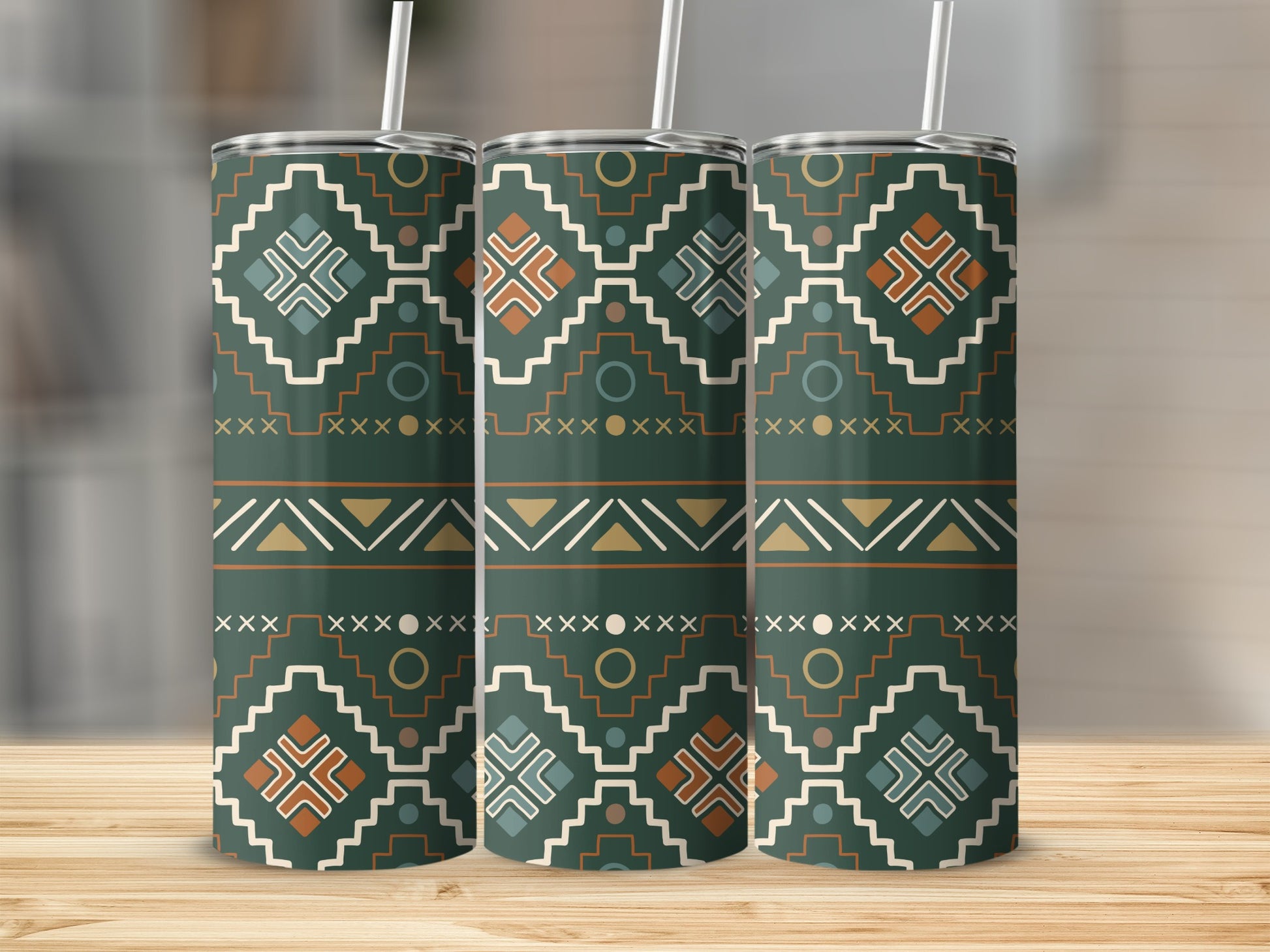 Geometric Pattern Design Insulated Tumbler Cup Product