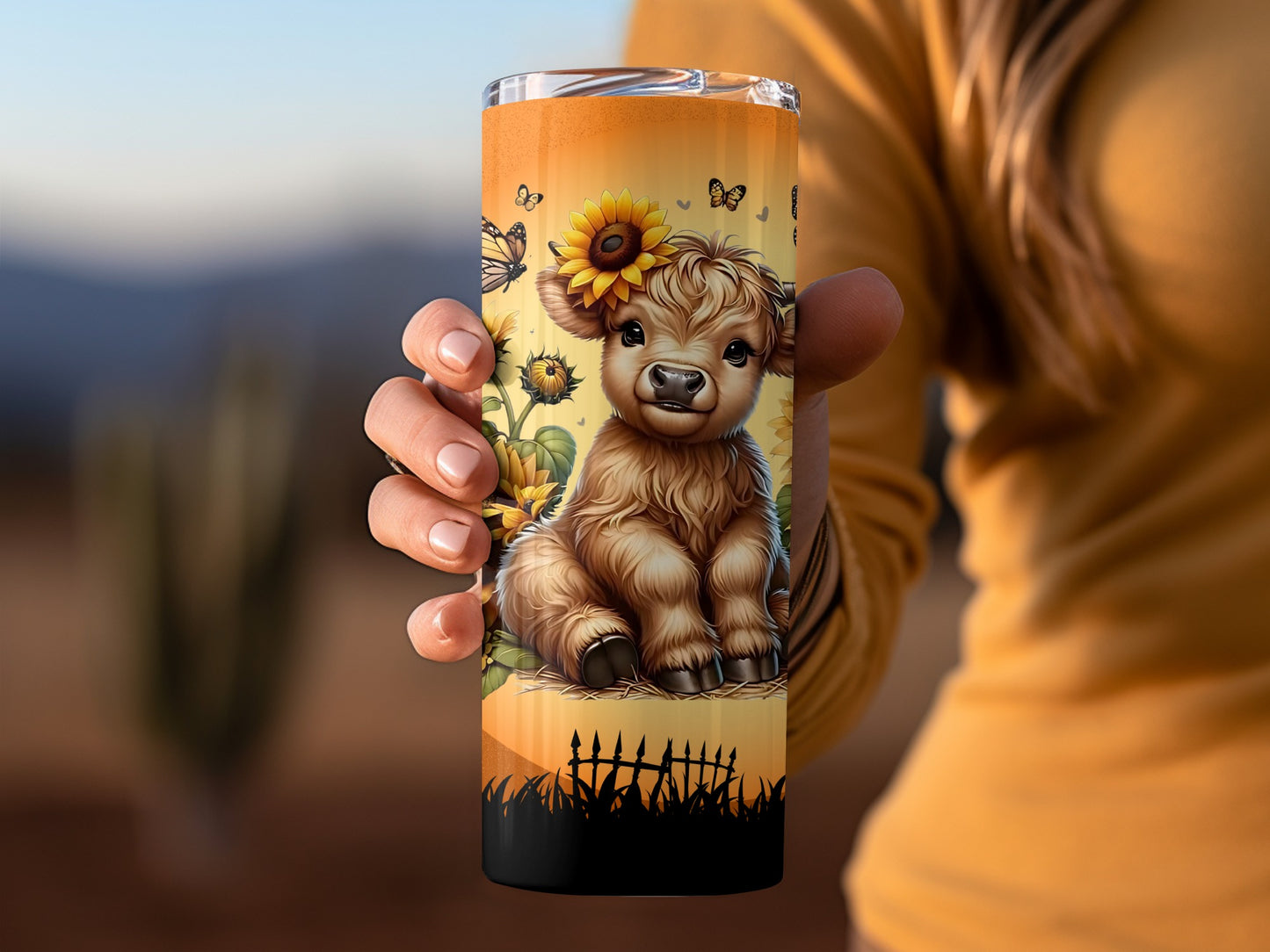 Cute Animal with Sunflowers Stainless Steel Tumbler