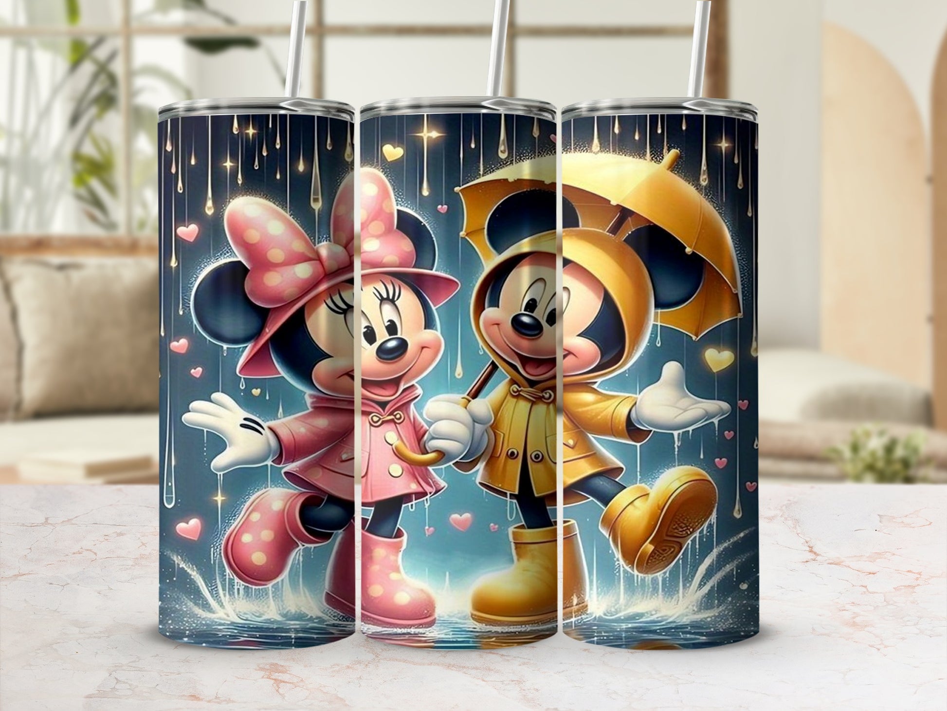 Cute Umbrella and Raincoat Characters Tumbler product