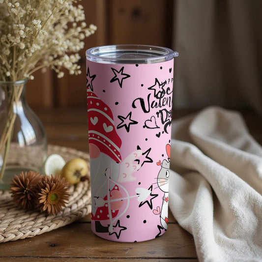 Valentine's Gnome Polka Dot Hearts Travel Mug