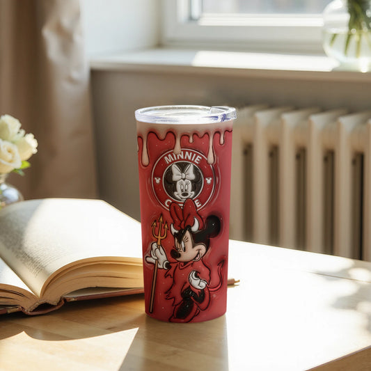 Minnie Mouse Devil Art on Red Dripping Design Tumbler