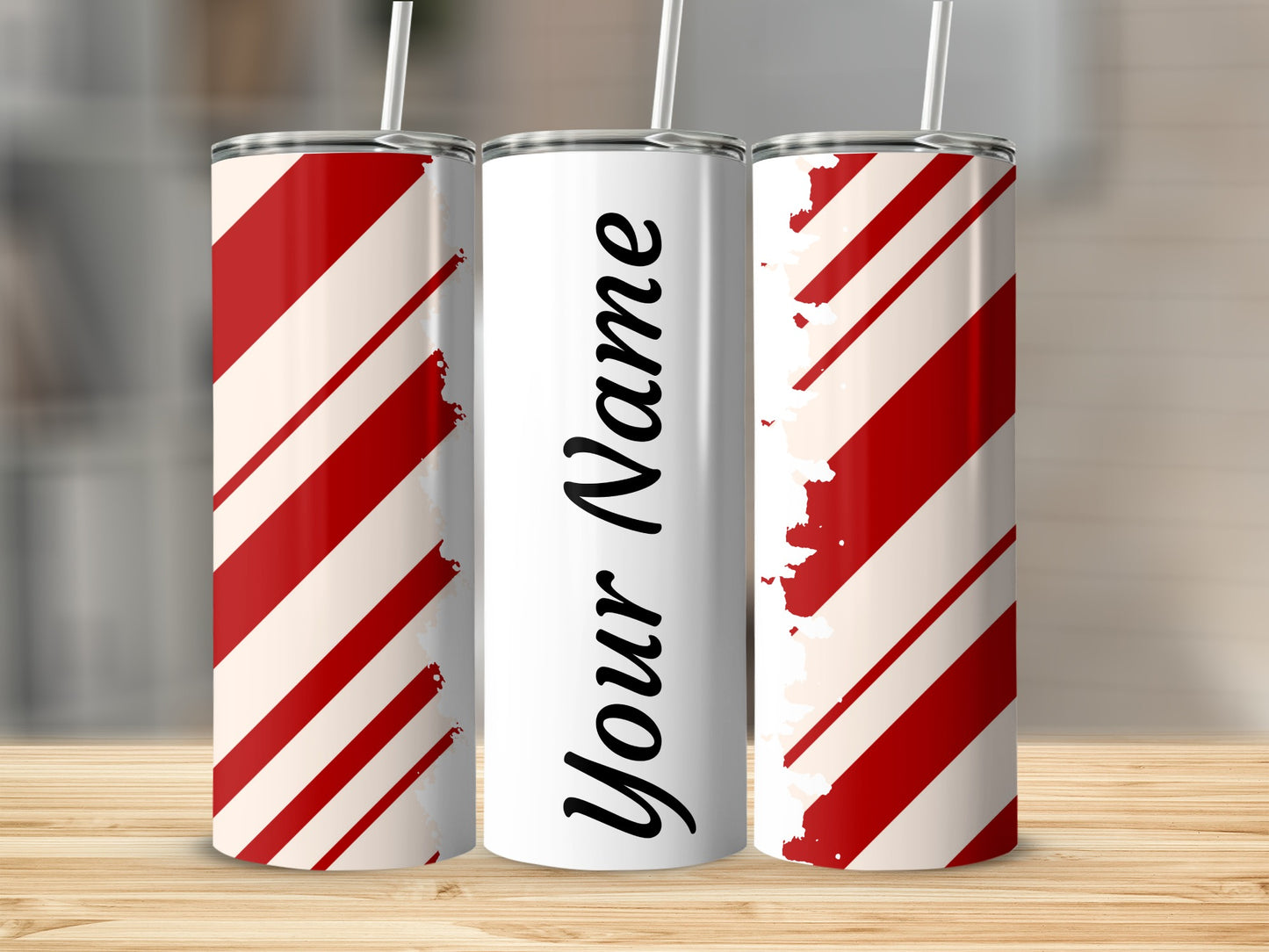 Custom Design Striped and Name Tumbler Cup Gift