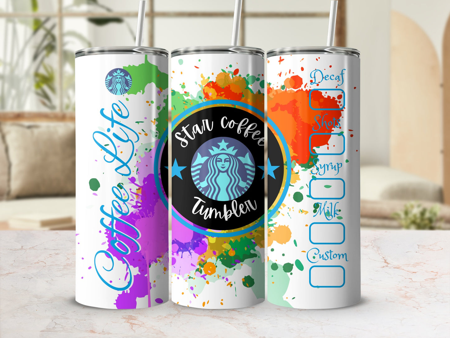Colorful Coffee Life Star Coffee Tumbler Cup