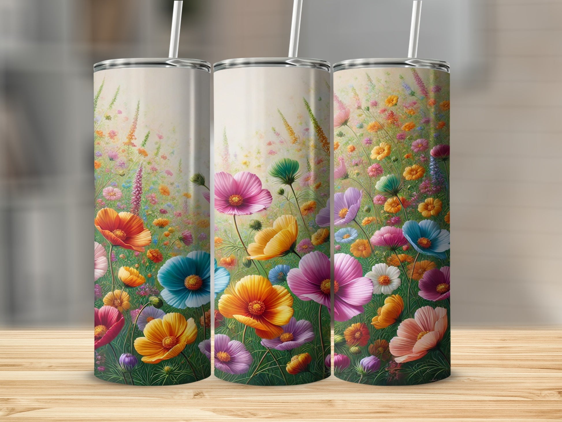 Floral Patterned Stainless Steel Vacuum Insulated Tumbler