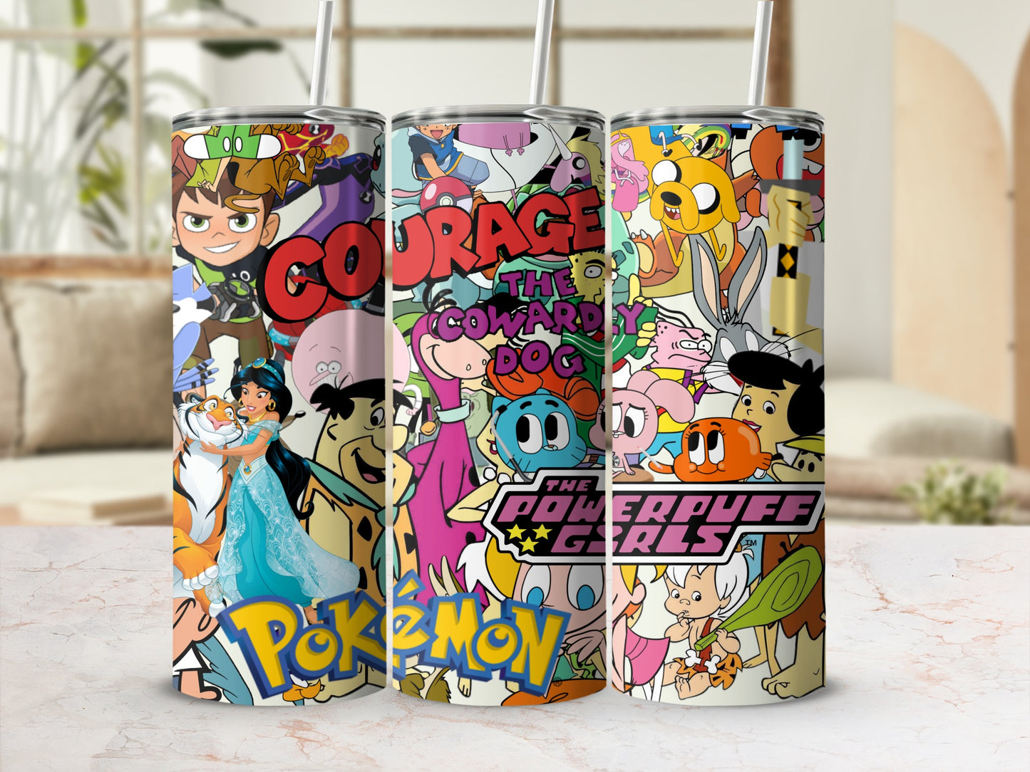 Cartoon Characters Insulated Tumbler with Straw