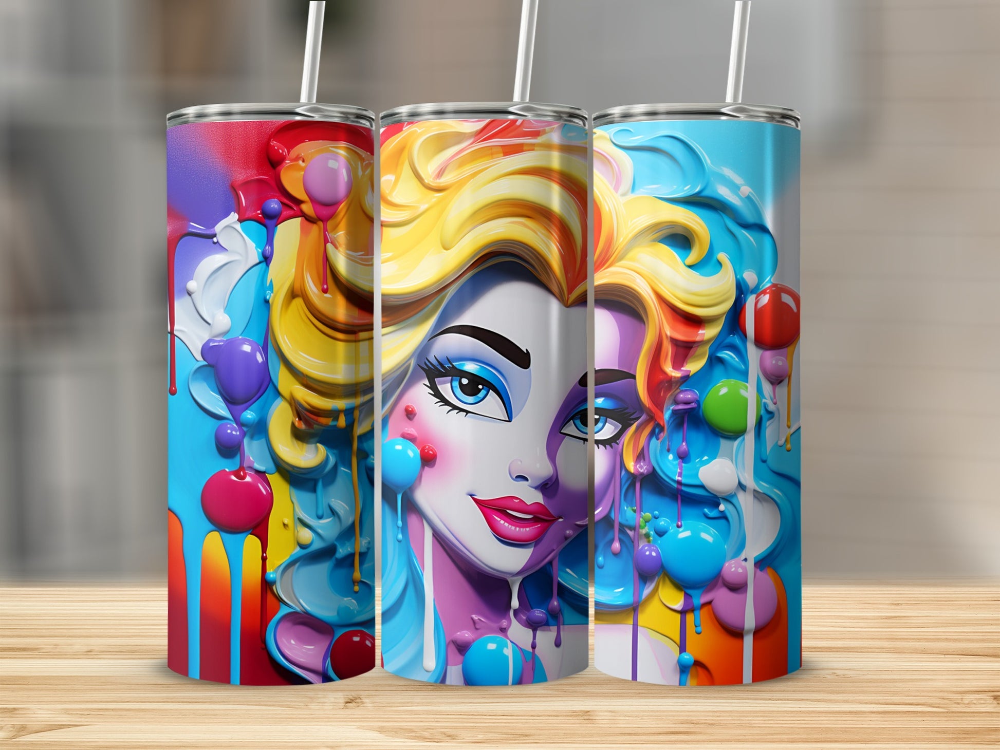 Colorful Artistic Face Design Stainless Steel Tumbler