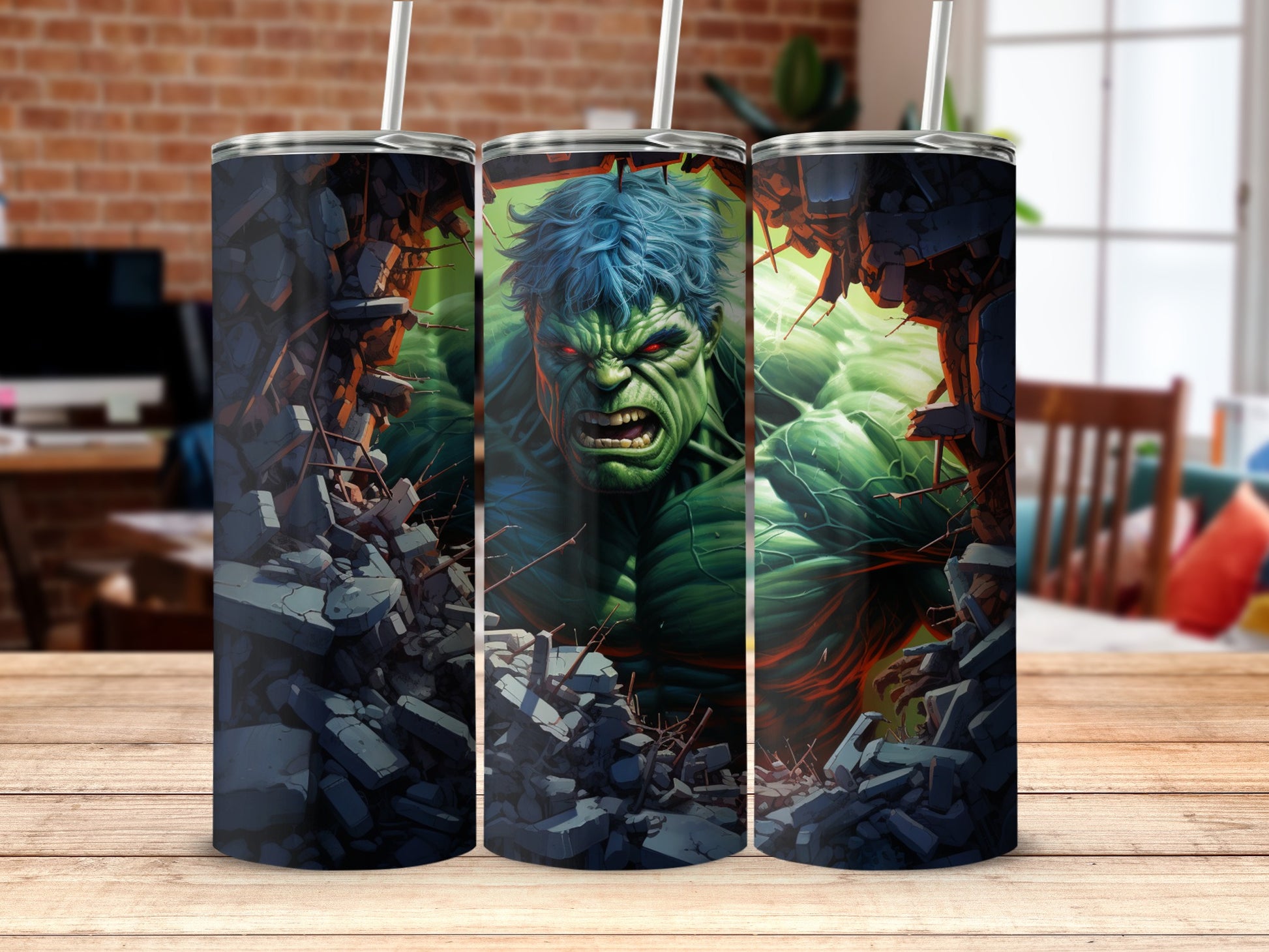 Hulking Beverage Tumbler with Vivid Destruction Design