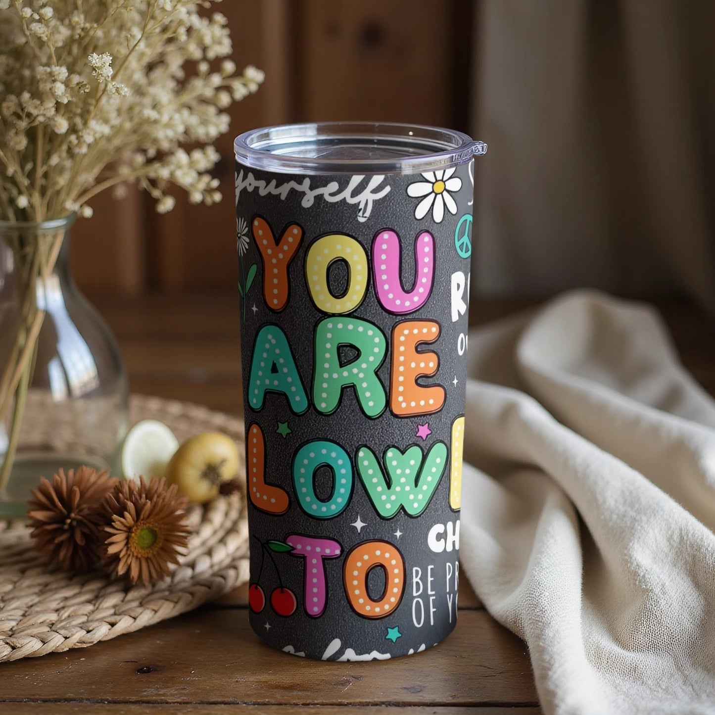 You Are Loved Colorful Text Design Inspirational Tumbler