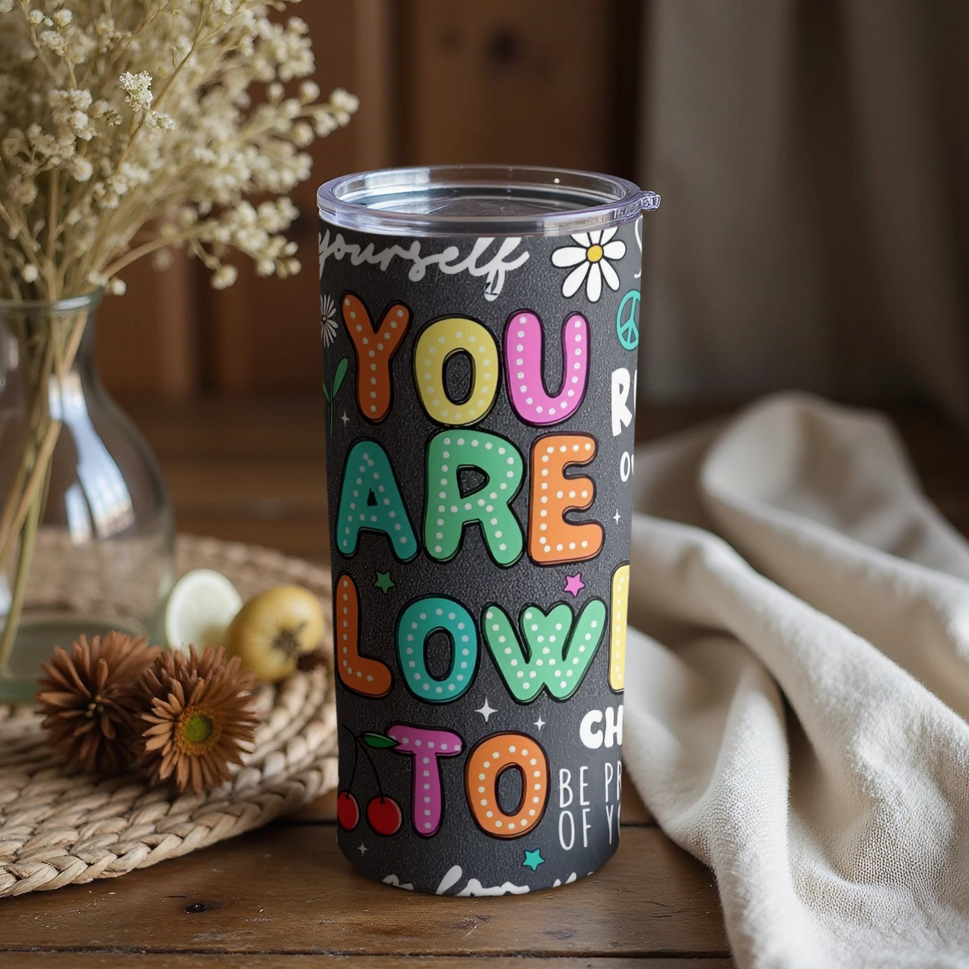 You Are Loved Colorful Text Design Inspirational Tumbler