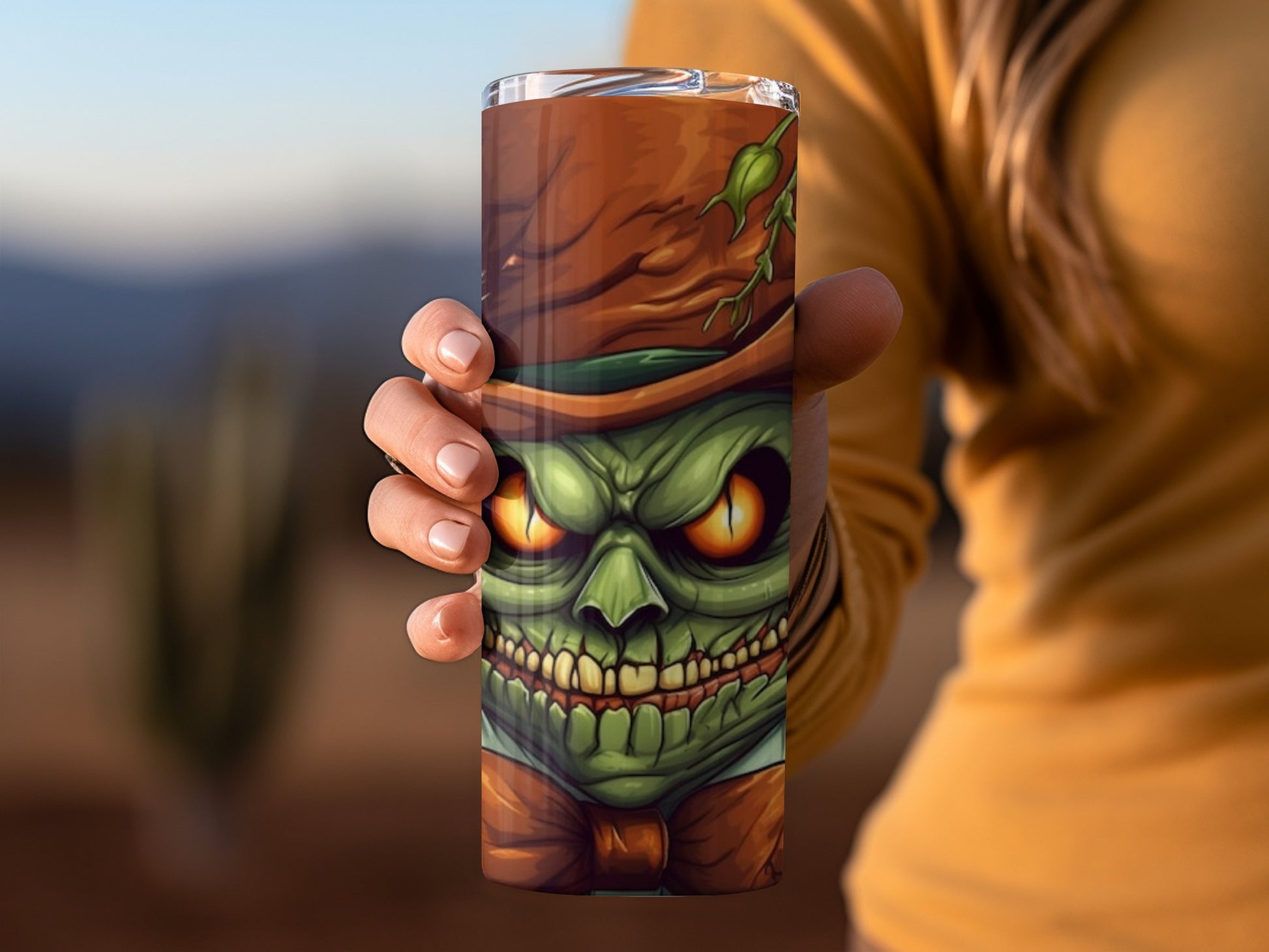 Creepy Skeleton with Hat Scary Halloween Tumbler
