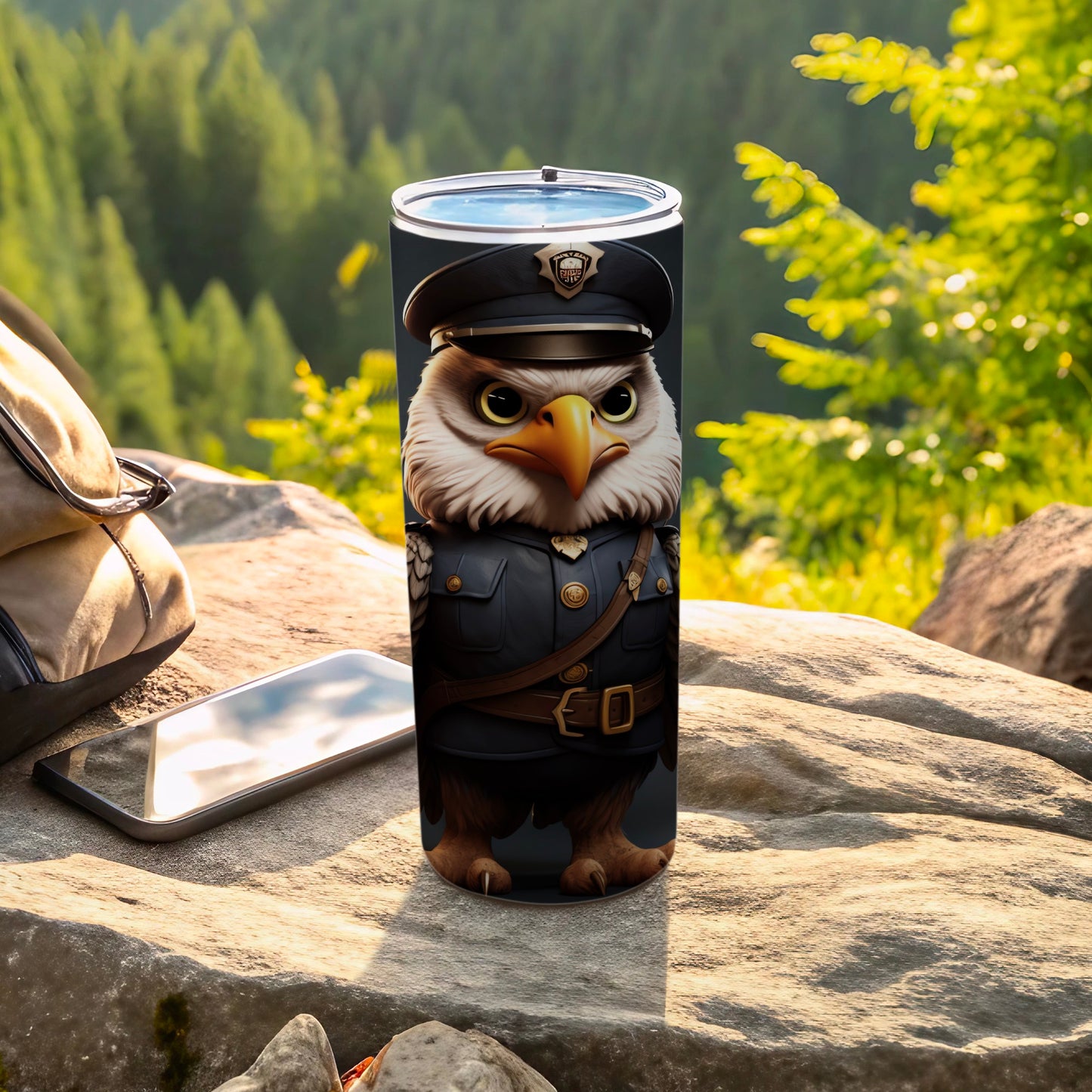 Cartoon Eagle Police Uniform Design Tumbler product type
Eagle tumbler, Police uniform, Officer bird, Cartoon eagle, Animal tumbler, Patriotic design, USA themed, Cool tumbler, Unique gift, Bird art, Tumbler cup, Drinkware, Custom print, Wildlife officer, Funny eagle, Nature themed, Forest background, Adventure gear, Travel mug, Character art