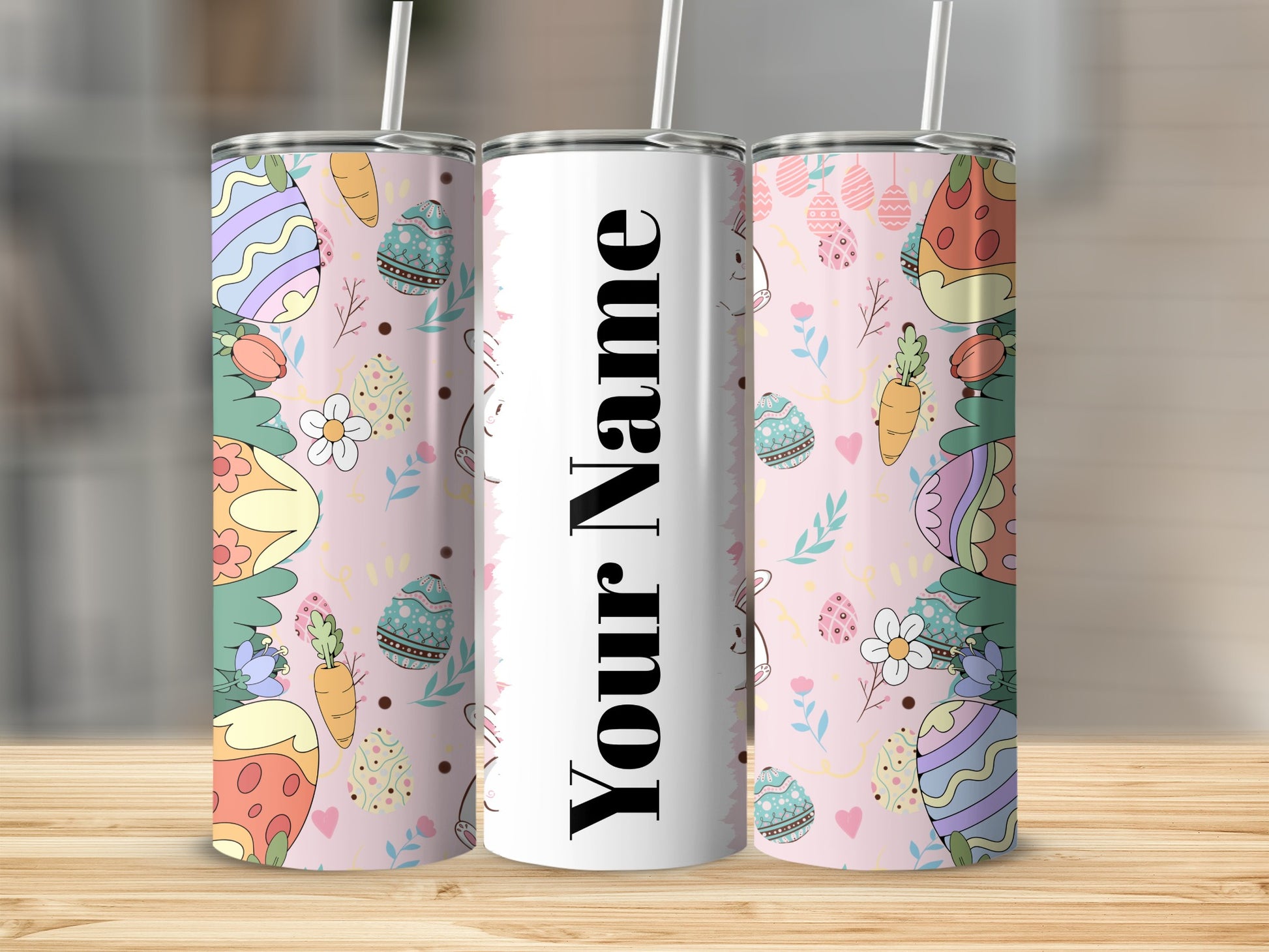 Personalized Easter Themed Tumbler with Straw 20 oz
