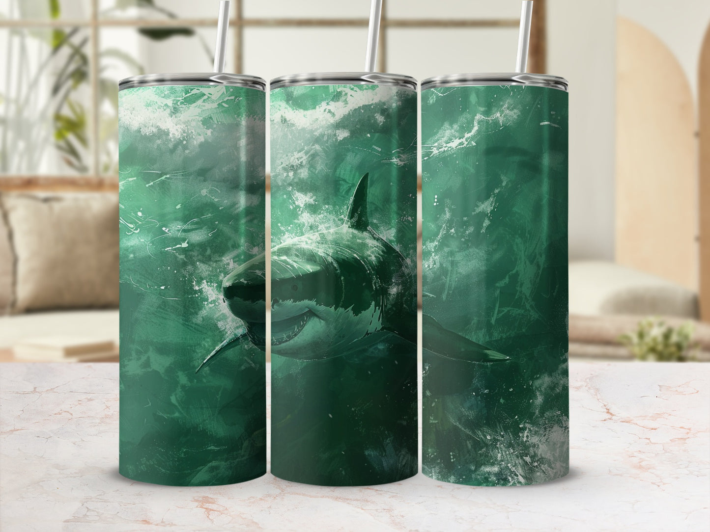 Ocean Predator Shark Deep Green Water Design product type