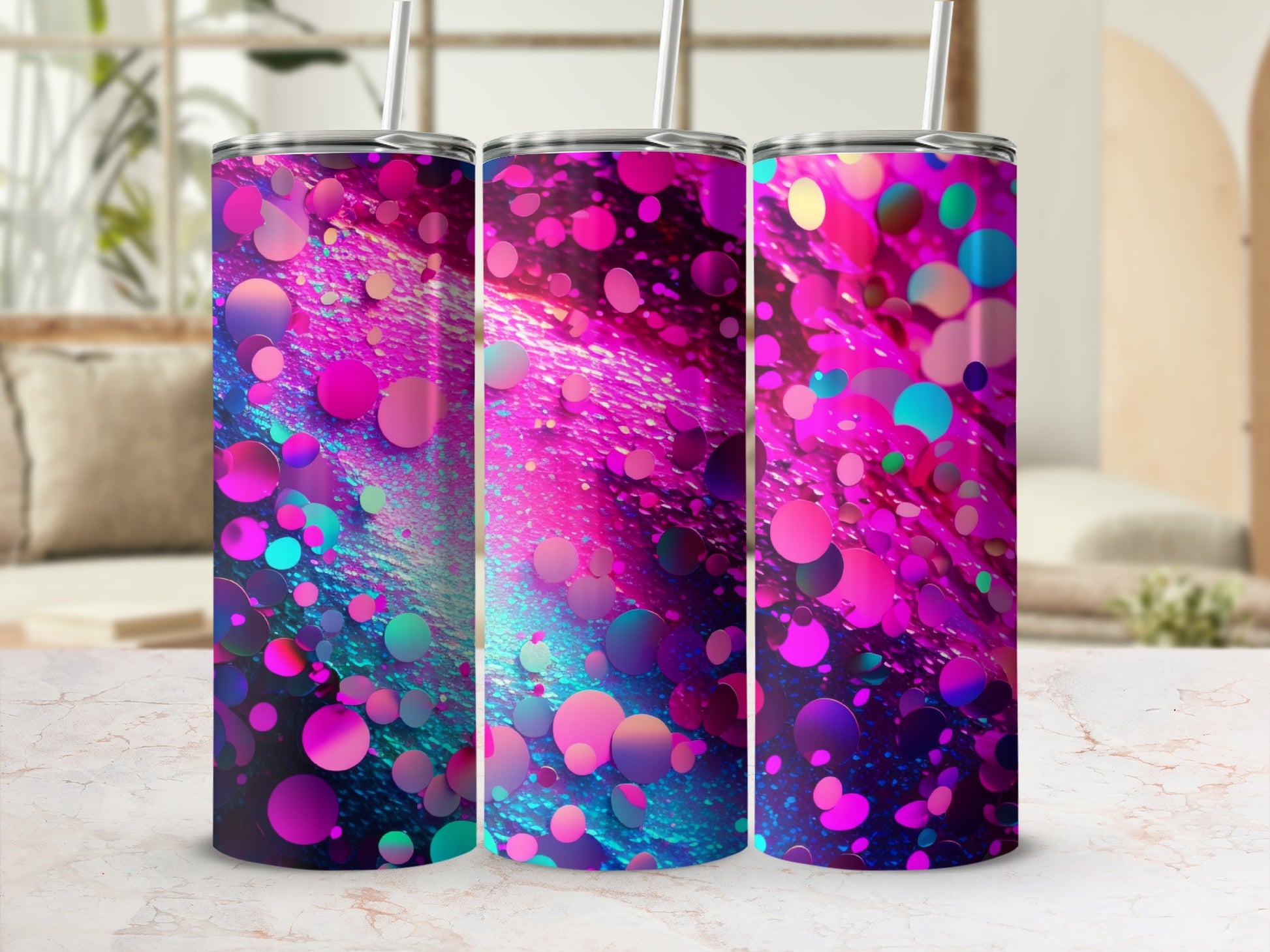 Vibrant Bubbles Pink Blue Purple Confetti Design product type