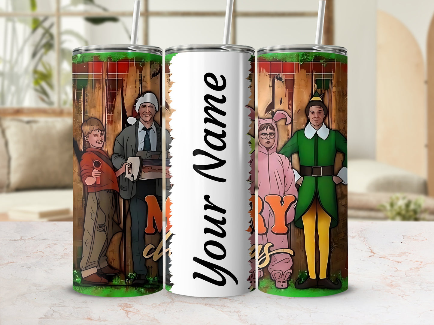 Merry Christmas Movie Characters Customized Tumbler