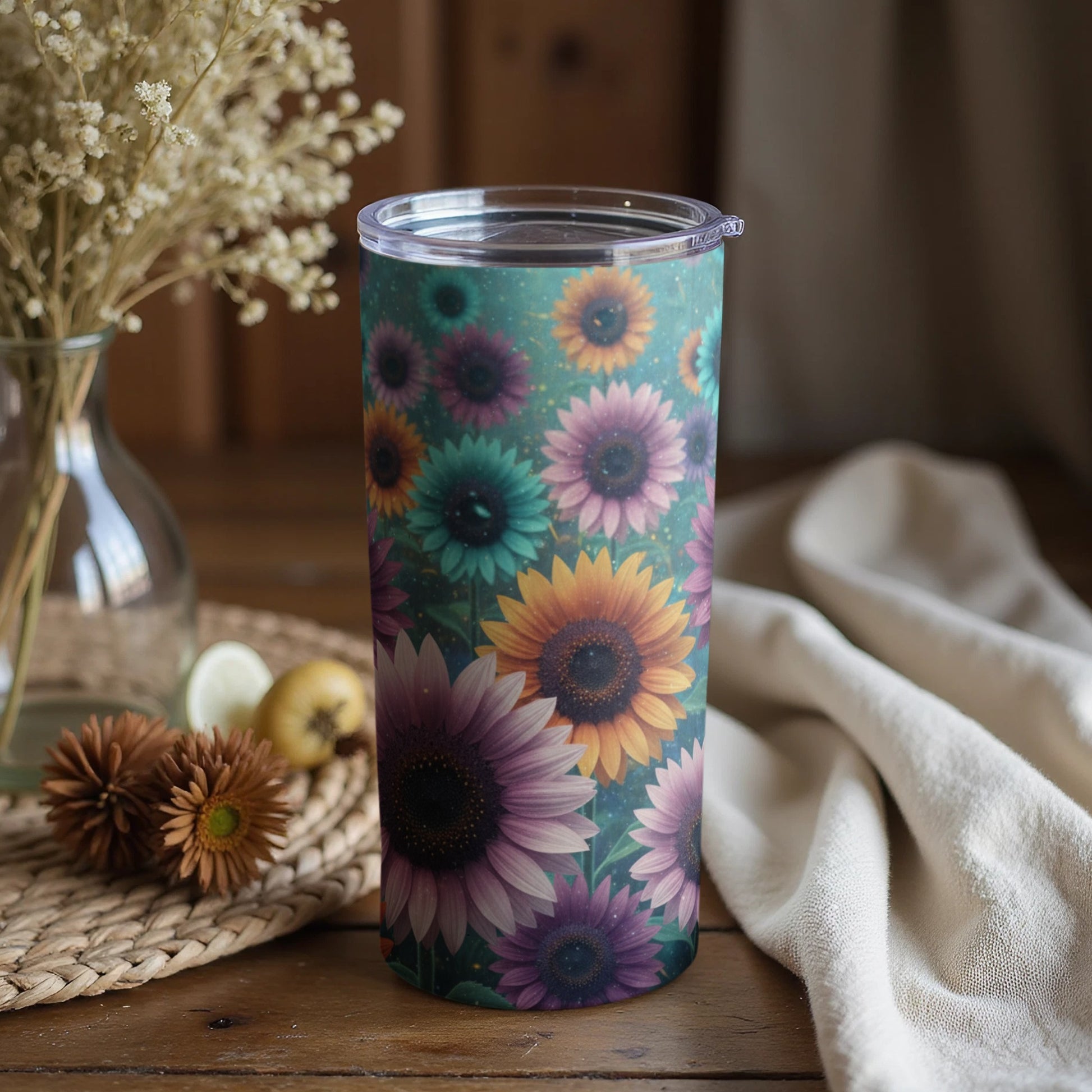 Colorful Floral Print Insulated Travel Tumbler