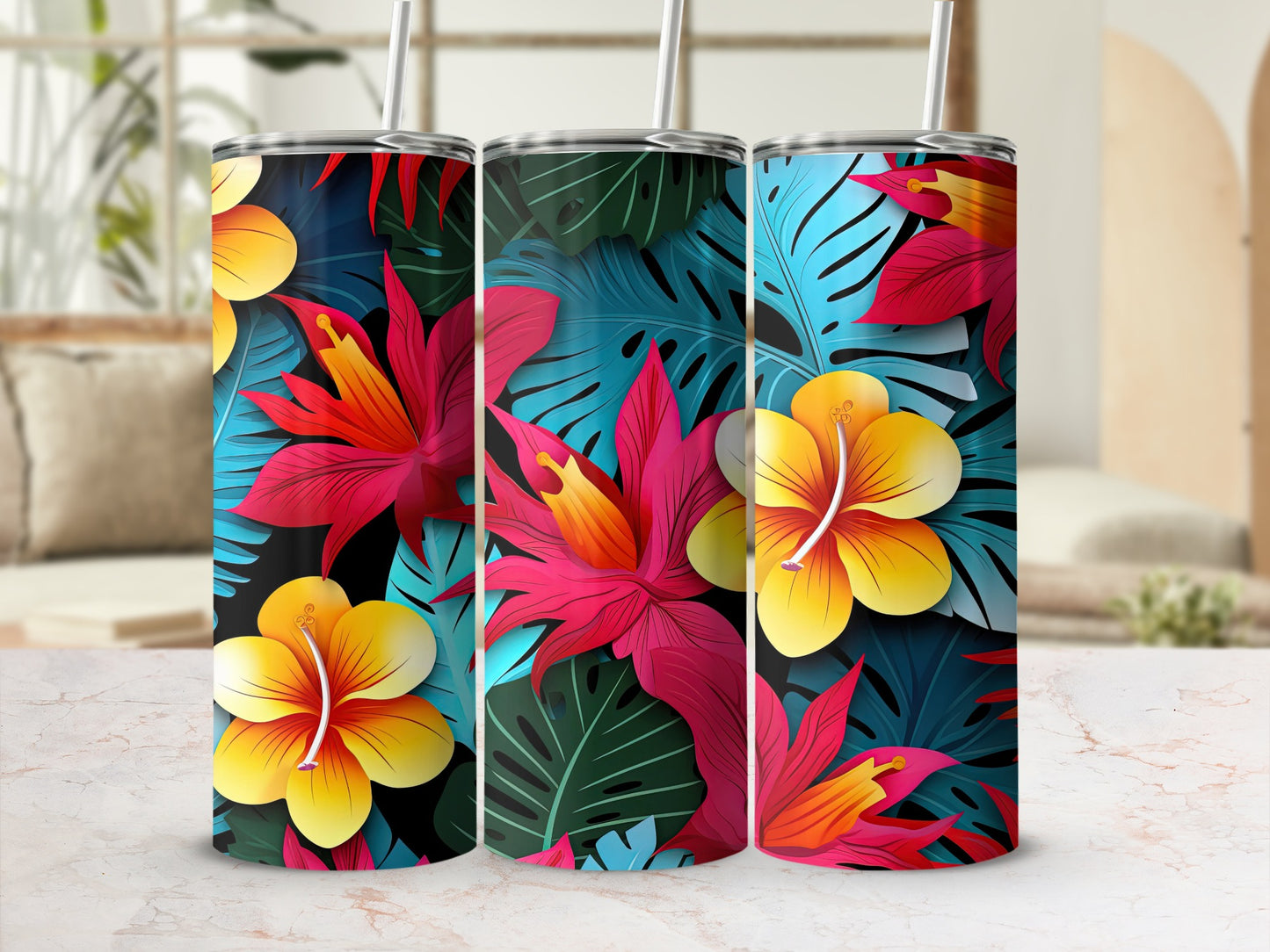 Floral Paradise Design on Tropical Theme Drinkware Product