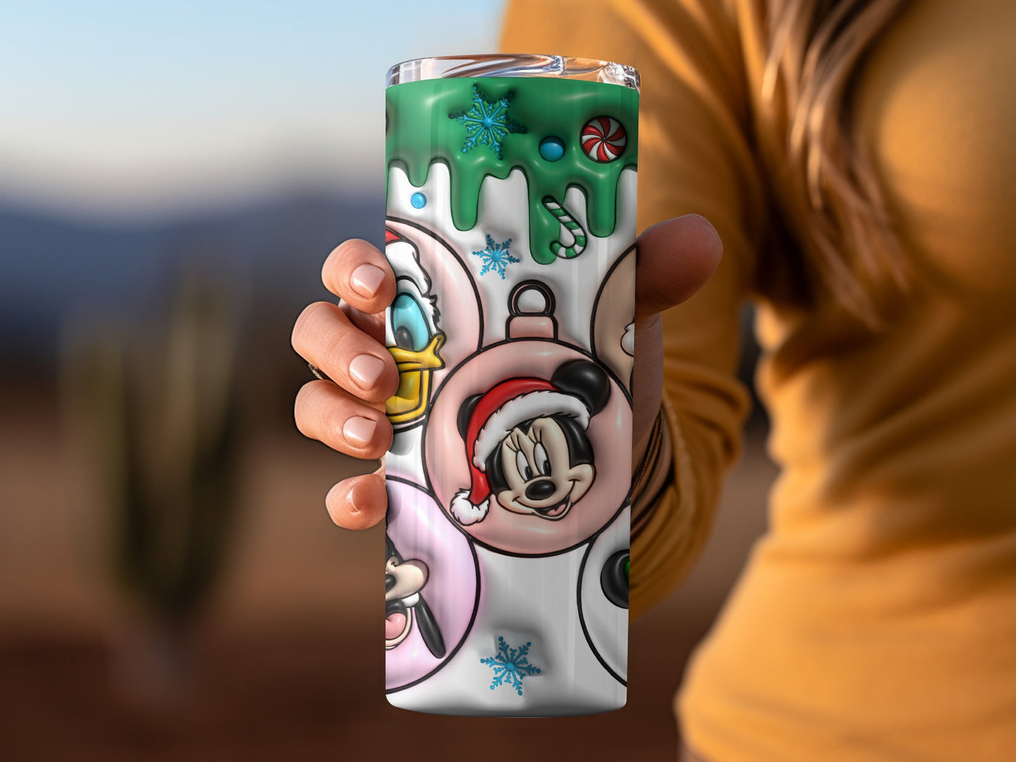 Festive Christmas Characters Drink Tumbler Cup Holiday