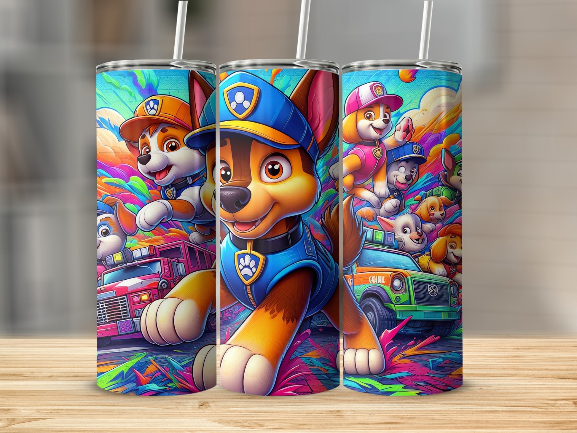 Fun Cartoon Dogs in Action Colorful Travel Tumbler