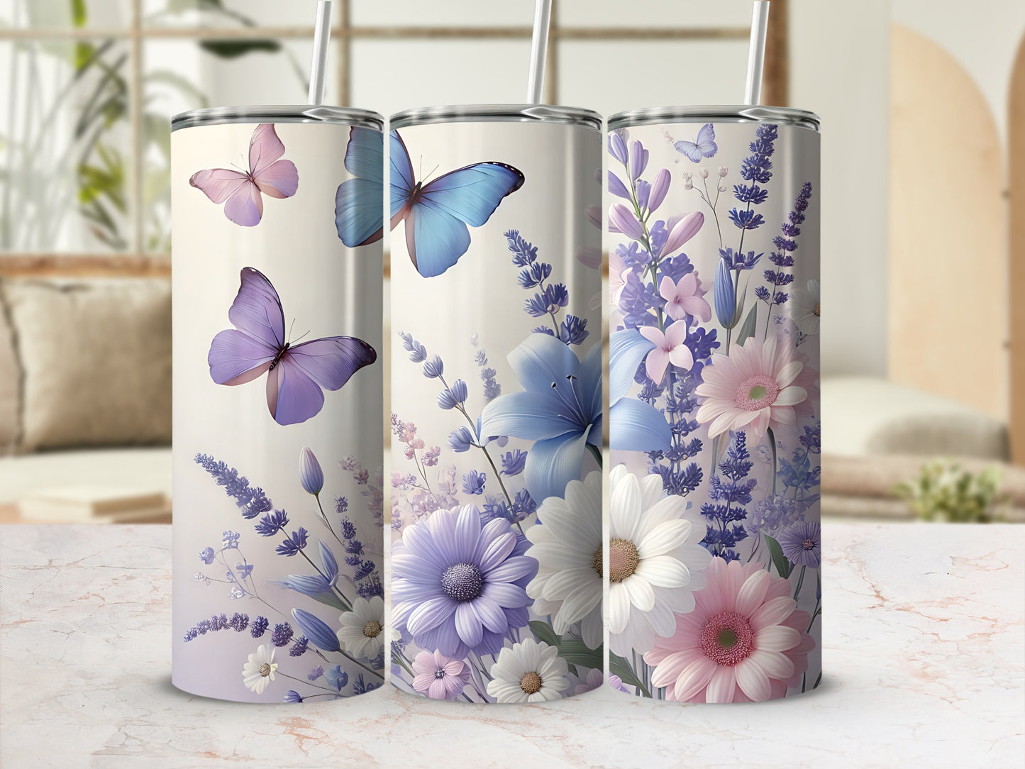 Whimsical Floral Butterfly Design Lavender Hues product type