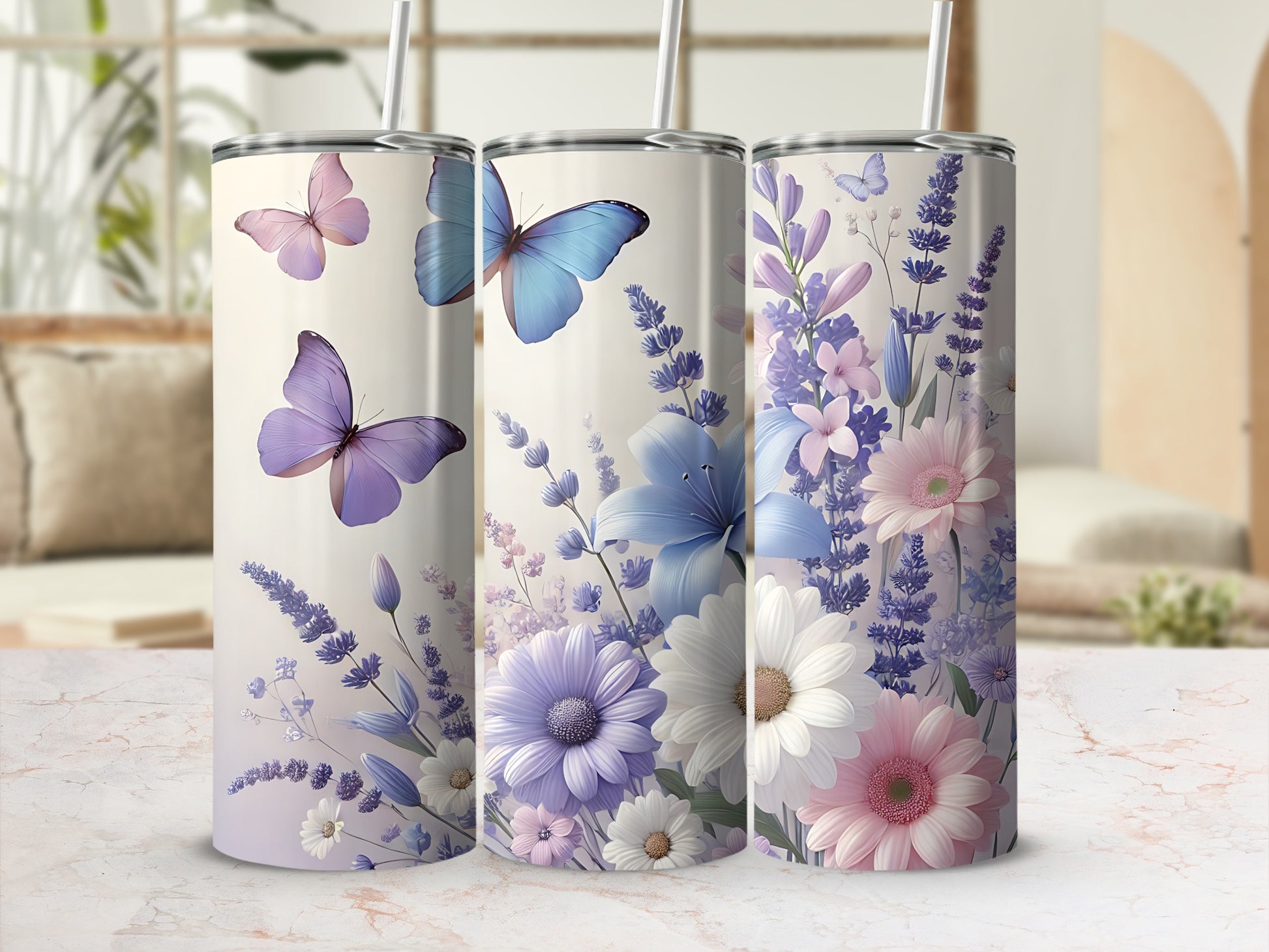Whimsical Floral Butterfly Design Lavender Hues product type