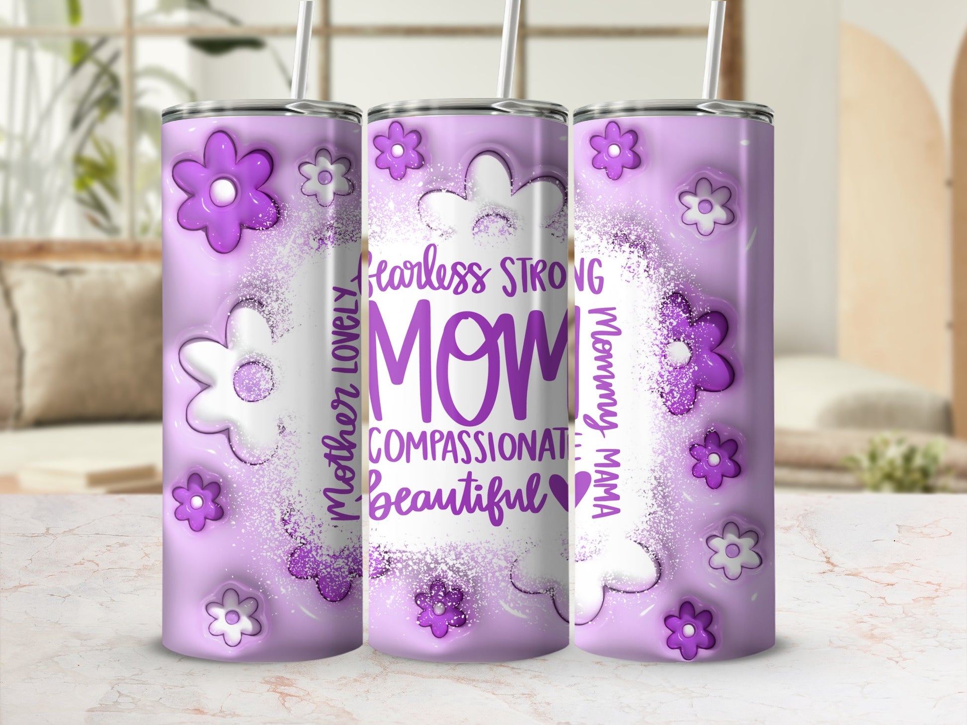 Fearless Strong Compassionate MOM Design Tumbler