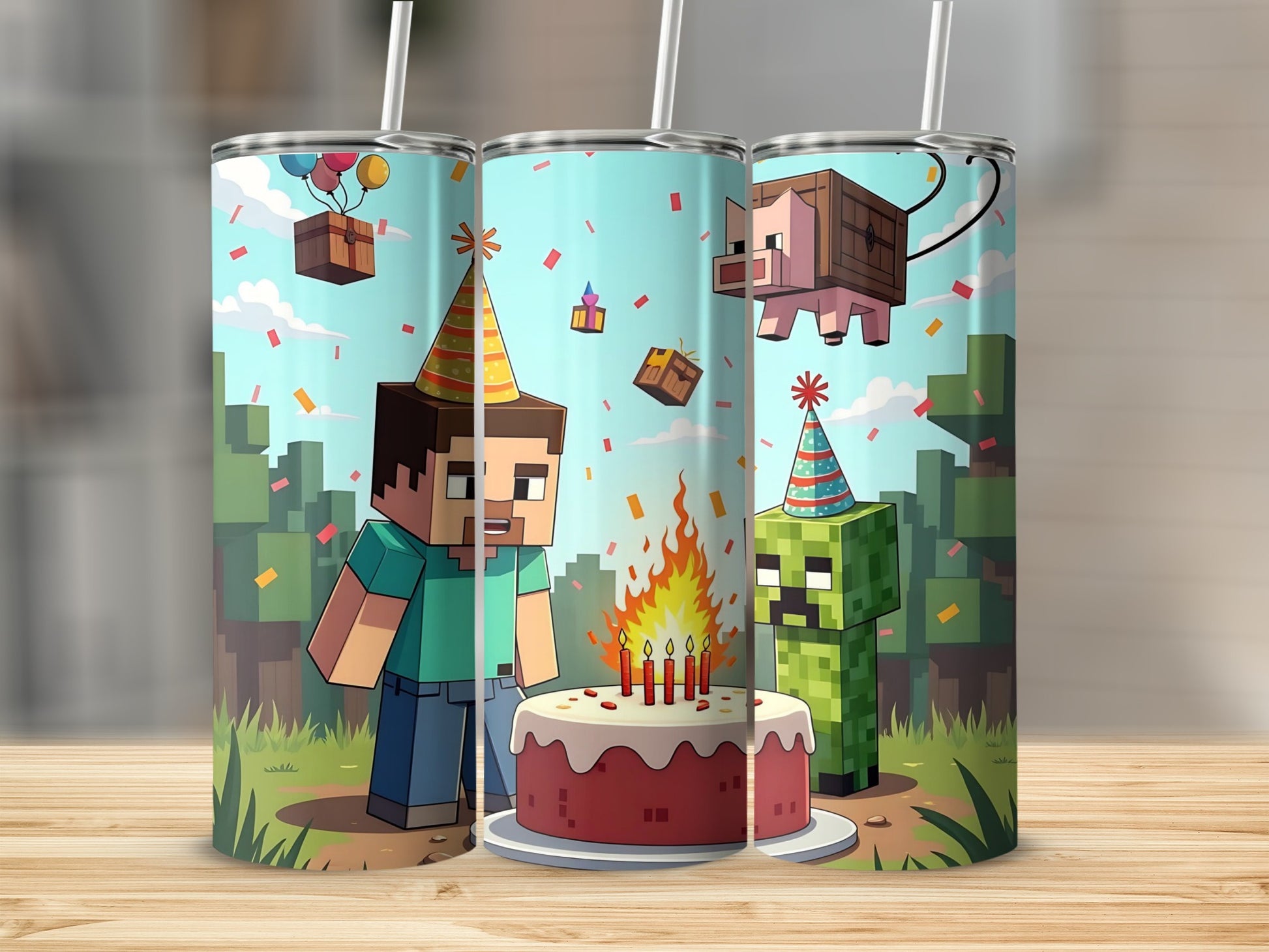 Birthday Party Gaming Characters Themed Tumbler Cup