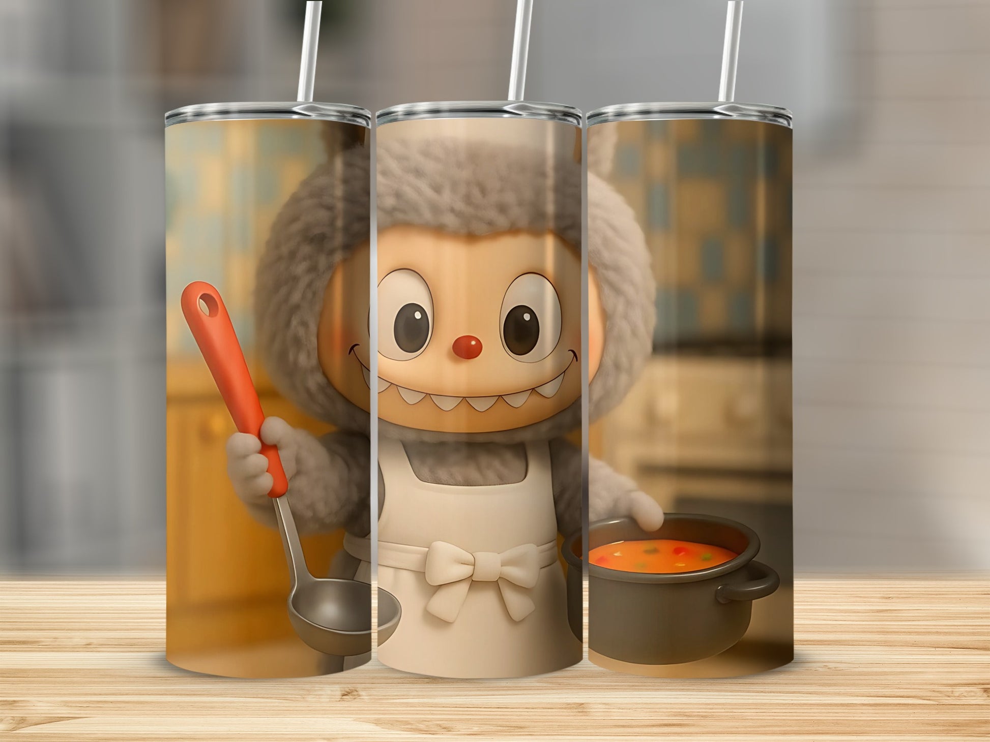 Cartoon Character Cooking Design Tumbler Flask