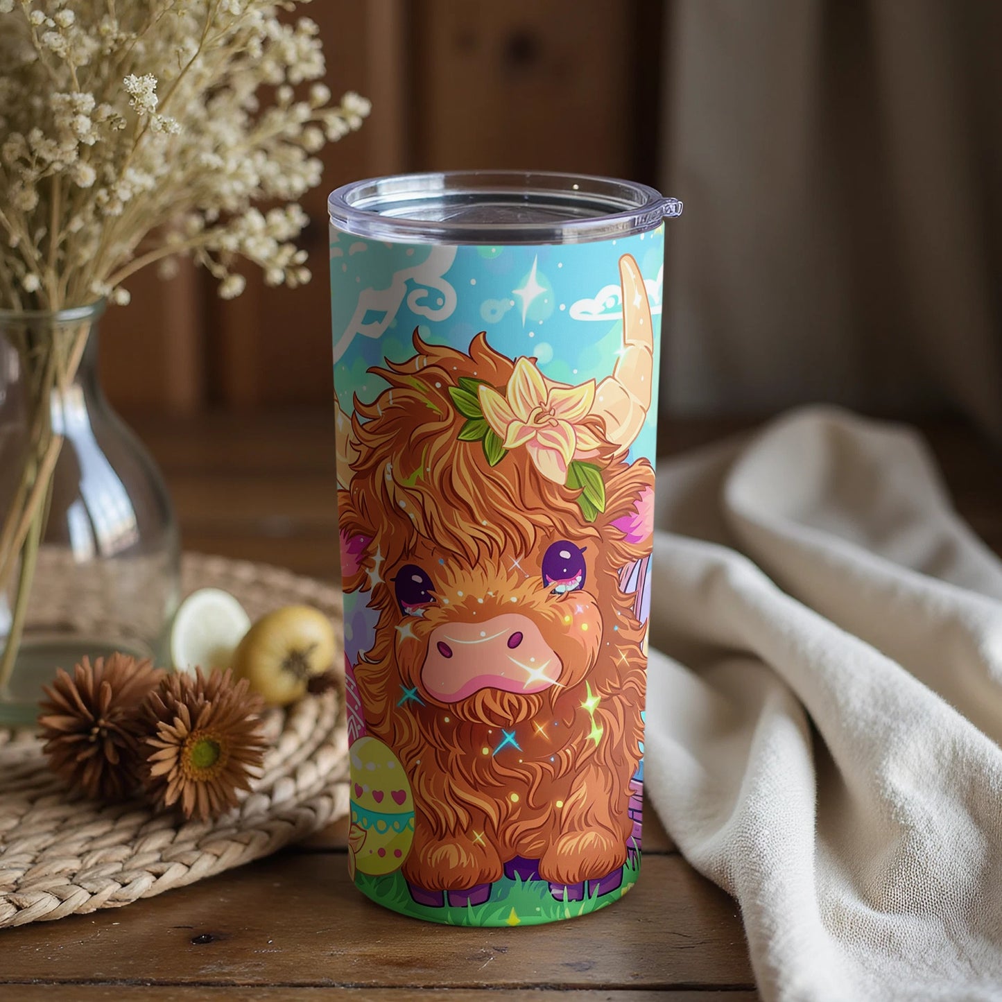 Adorable Highland Cow Design Double Wall Tumbler Product