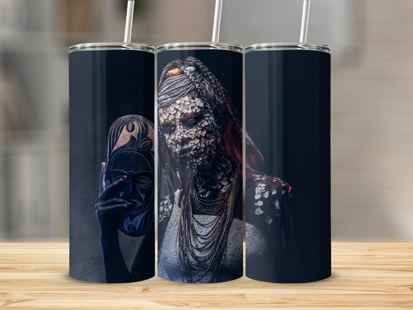 Abstract Face and Mask Theme Design Tumbler