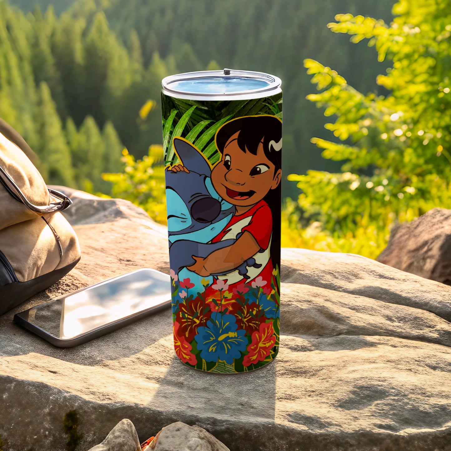 Adorable Character Hugging Design Travel Cup Tumbler