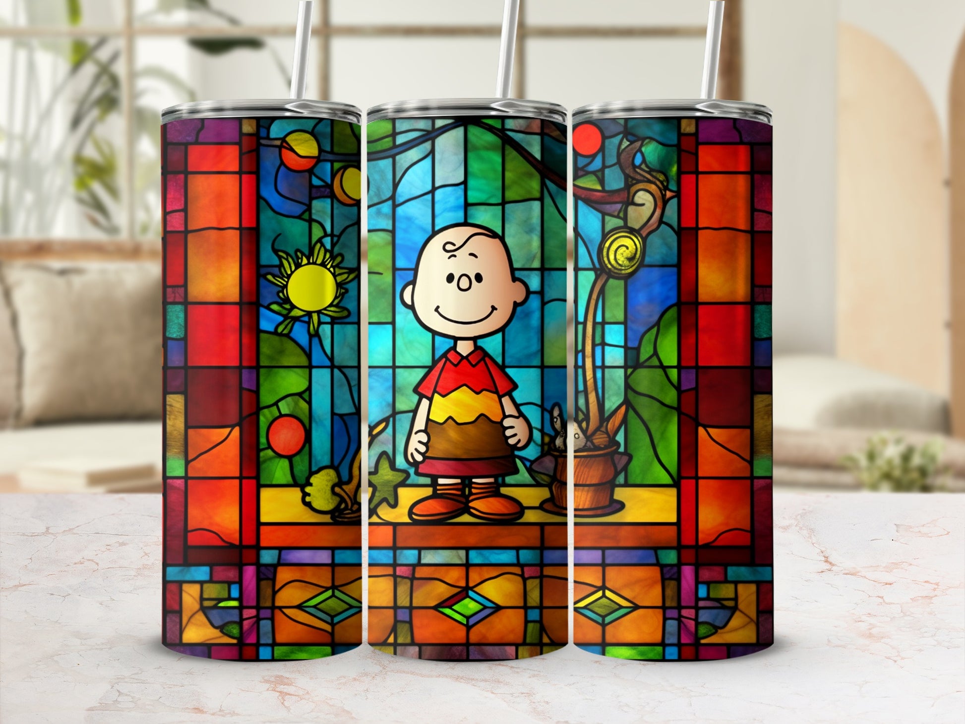 Colorful Stained Glass Character Design Tumbler