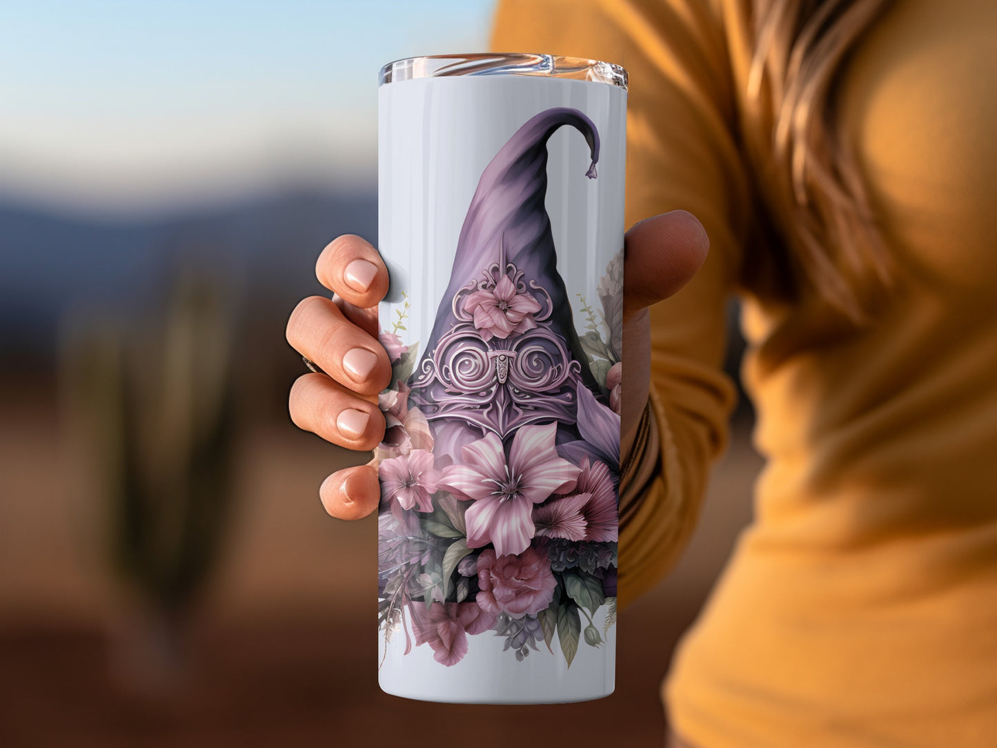 Floral Wizard Hat Design Insulated Travel Tumbler