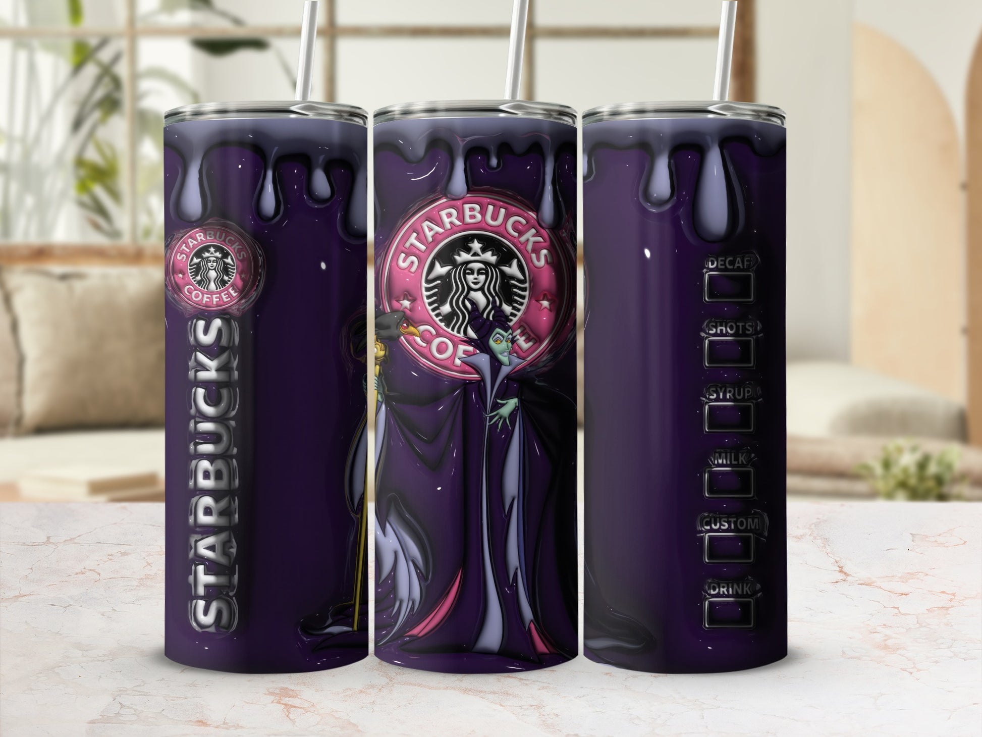Custom Starbucks Drip Design Tumbler Cup with Straw