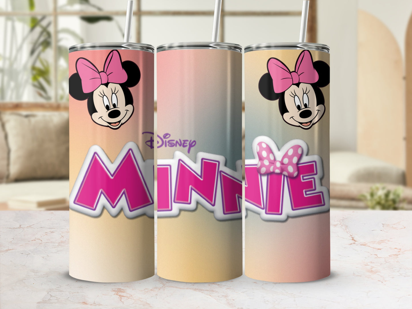 Minnie Mouse Design Tumbler with Pink Bow