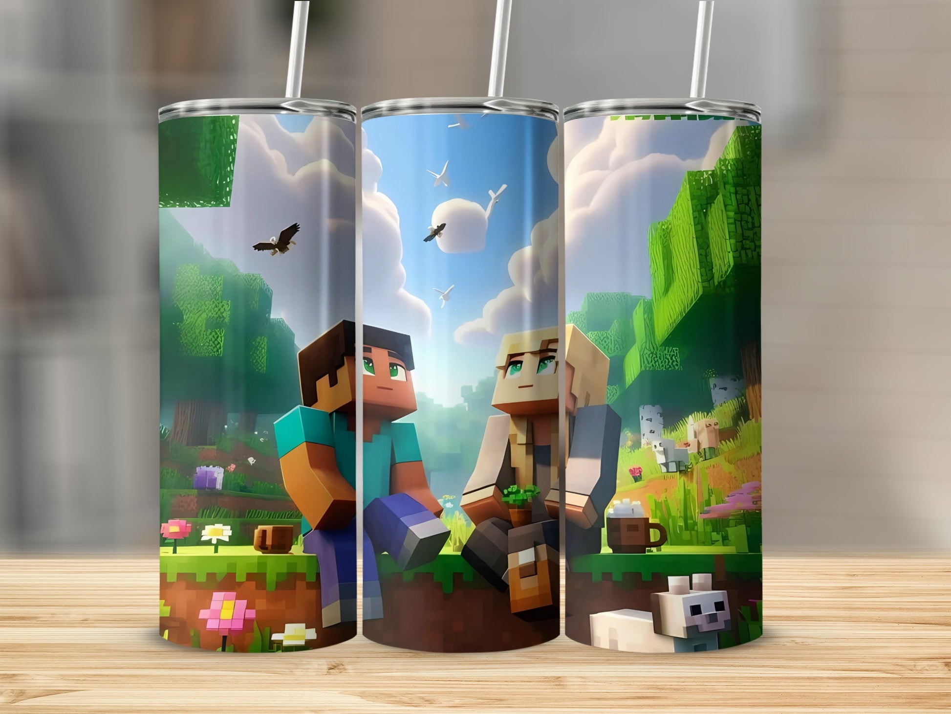 Colorful Pixelated Landscape Scene Drinkware Product
