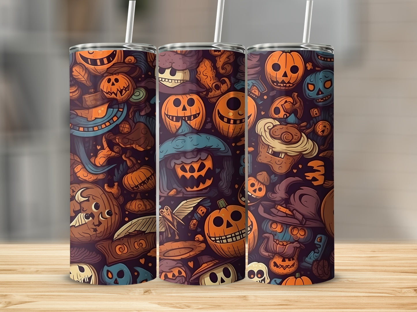 Halloween Pumpkin Themed Stainless Steel Tumbler Cup