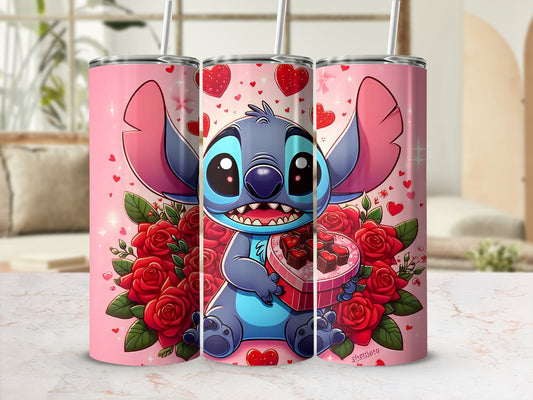 Cute Cartoon Character Valentine's Day Tumbler Design