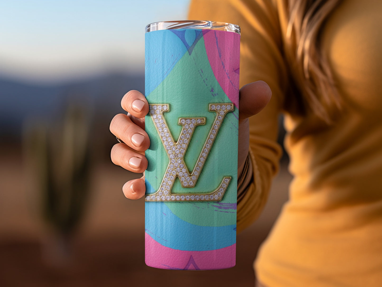 Colorful Insulated Bottle with LV Initial Design